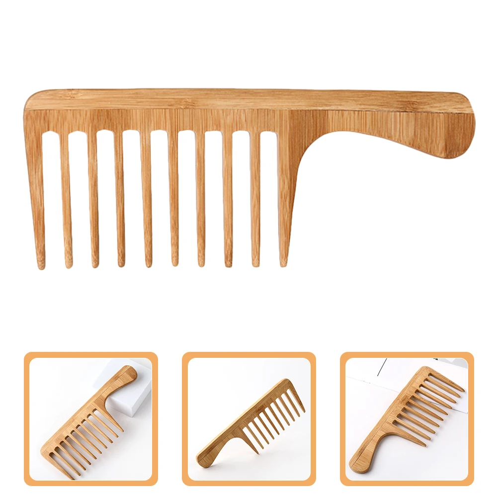 

2pcs Bamboo Wide Tooth Comb Detangling Hair Styling Men Women Massage Curly Wavy Hair Large Teeth Easy Carry