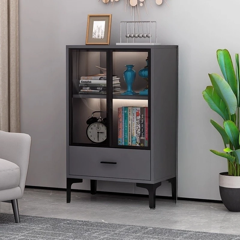 

Dustproof filing cabinet glass light luxury against the wall Floor to ceiling living room display cabinet 수납장 office furniture