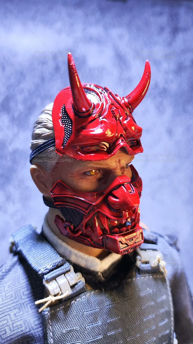 Maska Hannya w stylu mechanicznego punku, skala 1/6, japoński żołnierz, pasuje do figurek akcji 12-calowych.