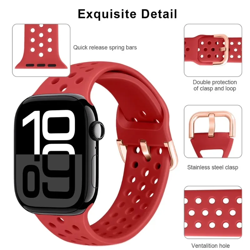 Correa de silicona para Apple Watch 11 10 42mm 46mm Ultra 2 49mm pulsera deportiva cómoda iWatch 9 8 7 6 5 4 SE 45mm 44mm 41/40mm