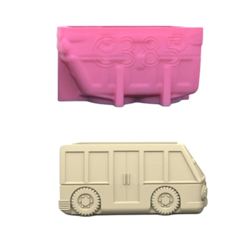 

Small Bus Car Gypsum Flower Pot Silicone Mold Epoxy Resin Casting Mold Succulent Vase Cement Clay Mold Pen Holder Mold