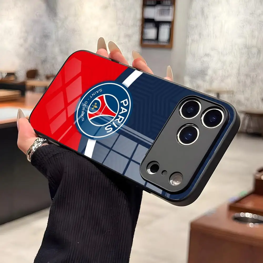 Funda para Teléfono P-PSG para iPhone 17 Pro Max, 15 Pro, 16, 14 Plus, 12, 13 Mini, 11 Pro, Cubierta de Vidrio Antigolpes