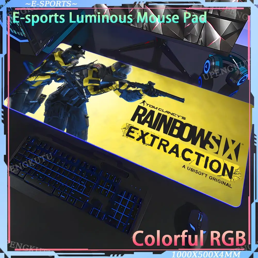 RGB Gaming T_Tom Clancys Rainbow Six E_Extraction Computer Accessories Desk Mat Gaming Keyboard Mat Luminous Rubber Mouse Pad