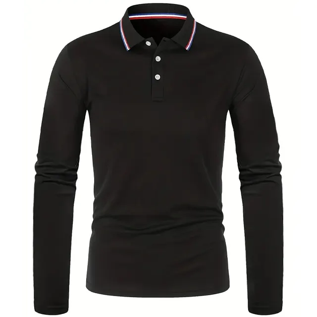 Męska wiosna i jesień na co dzień Oddychająca wygodna koszulka polo Hot Selling Fashion Men's Business z długim rękawem T-Shirt