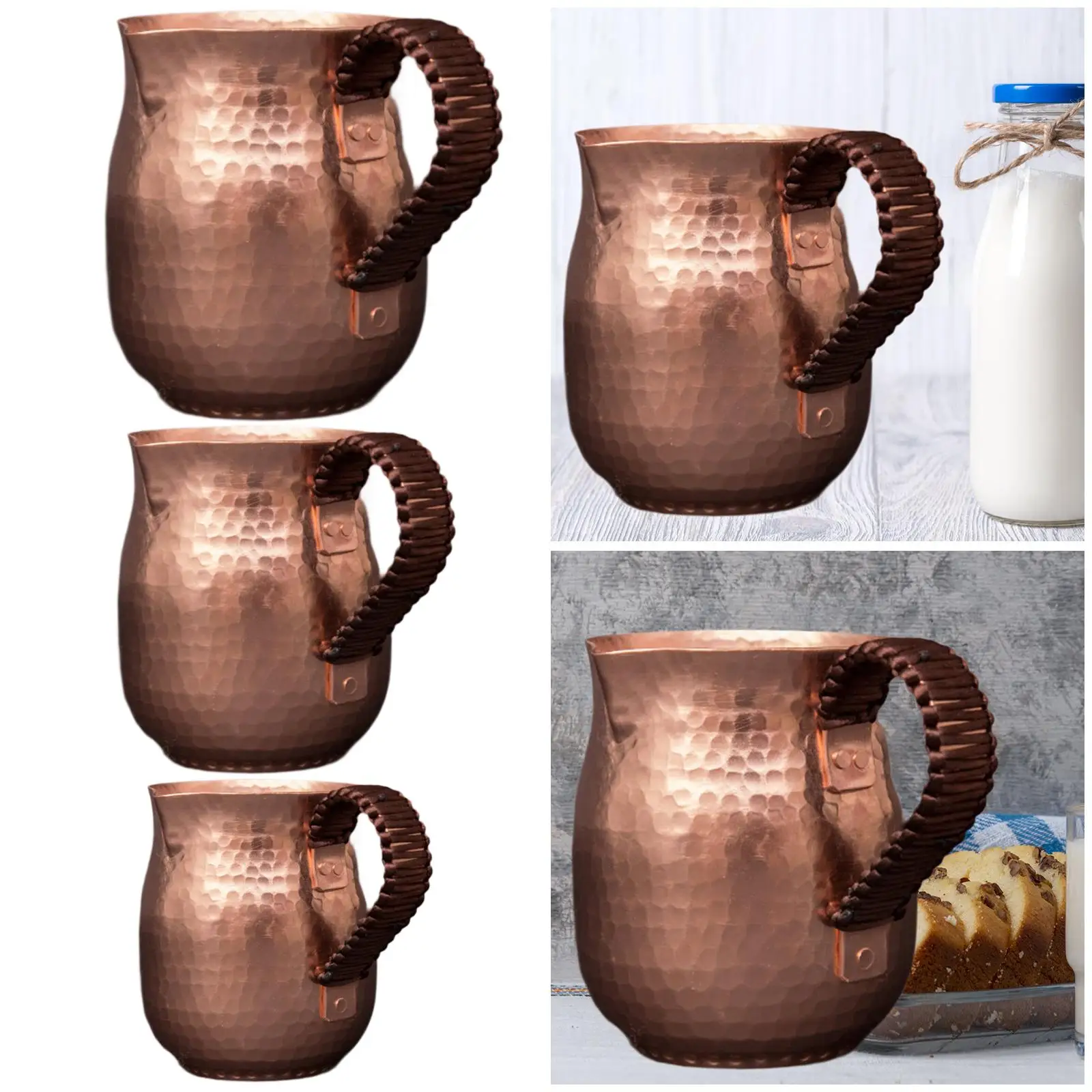 Copper Mug Sturdy Sharing Pitcher Tea Infuser Hot Water Kettle Milk Frother Cup for Restaurant Tea House Camping Kitchen Hotel