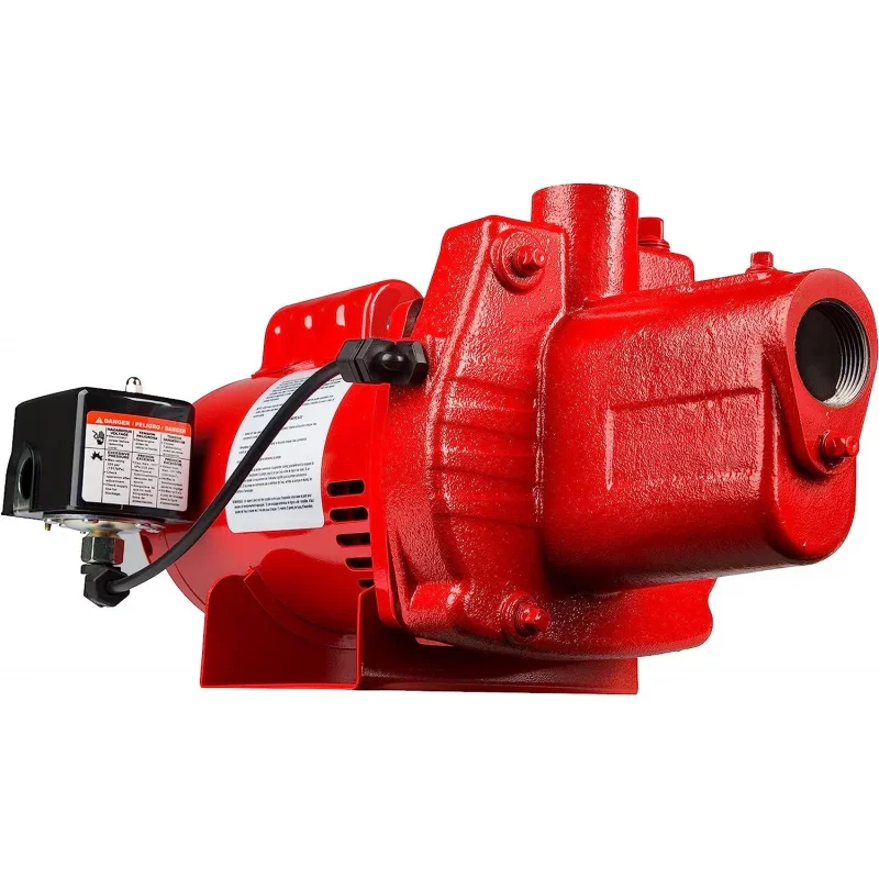 RJS-100-PREM 1, 23 GPM, 115/230 Volt, Premium Cast Iron Shallow Well Jet Pump, Red, 602208, 9.1 x 17.8 x 9.1 inches