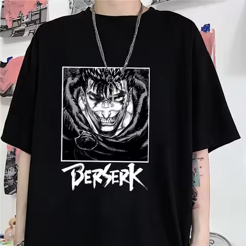 Classic Anime Berserk Pattern Printed T-Shirt Men's Street Berserk Harajuku Loose T-Shirt Shirt Top