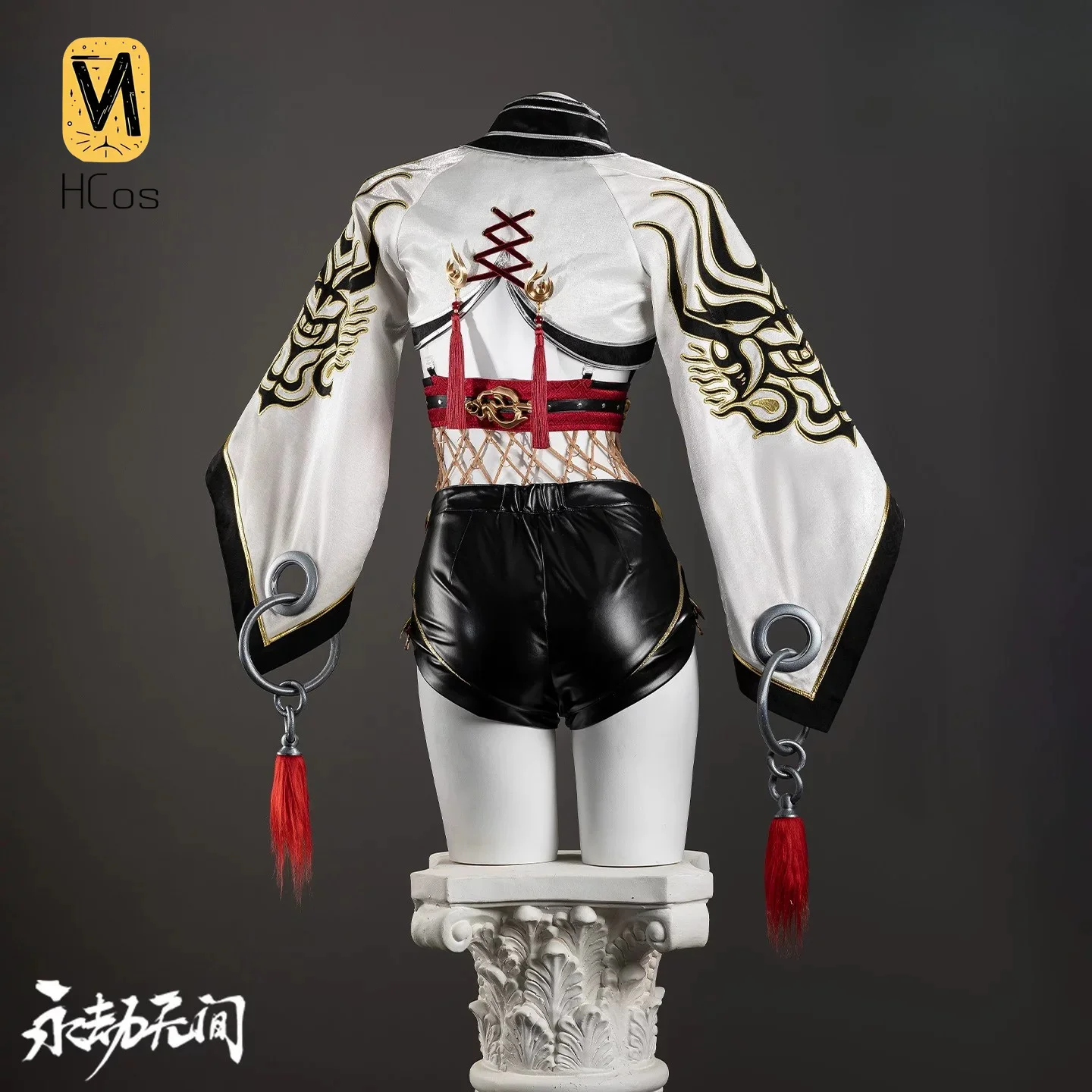 Game Naraka Bladepoint Ji Yingying Cosplay Costume Full Set White Black Ancient Style Robe Tassel Headwear For Halloween Party