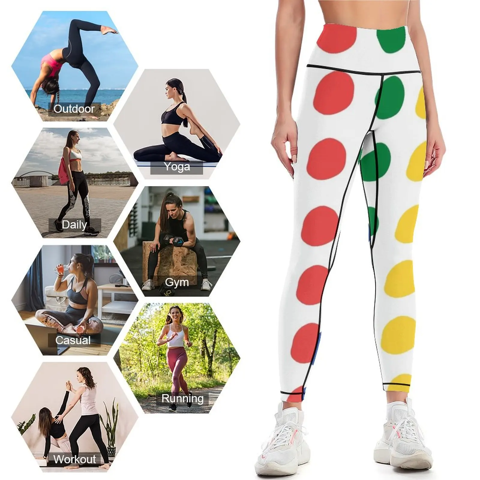 Twister-conjunto deportivo para mujer, mallas con patrón, ropa deportiva para gimnasio