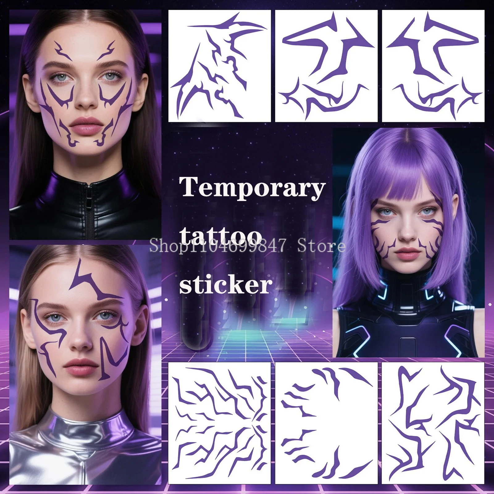 8PCS KPop Dämon Jäger Cosplay Requisiten Temporäre Tattoo Set Rumi Jinu Muster Geburtstag Party HUNTR/X Saja Jungen haloween Tattoos
