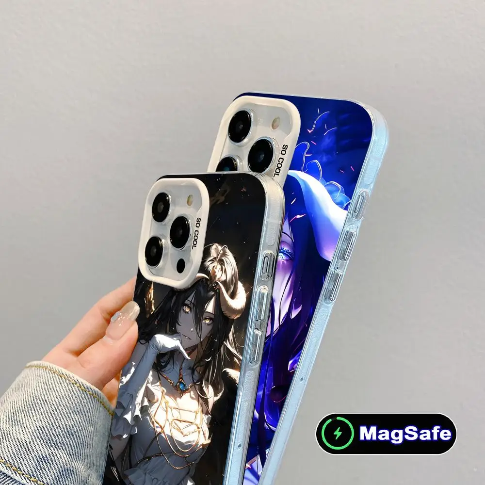 

Overlord Albedo White Translucent MagSafe Mobile Phone Case for iPhone 17 16 15 14 13 12 11 X XR XS Air Pro Max Plus Cover
