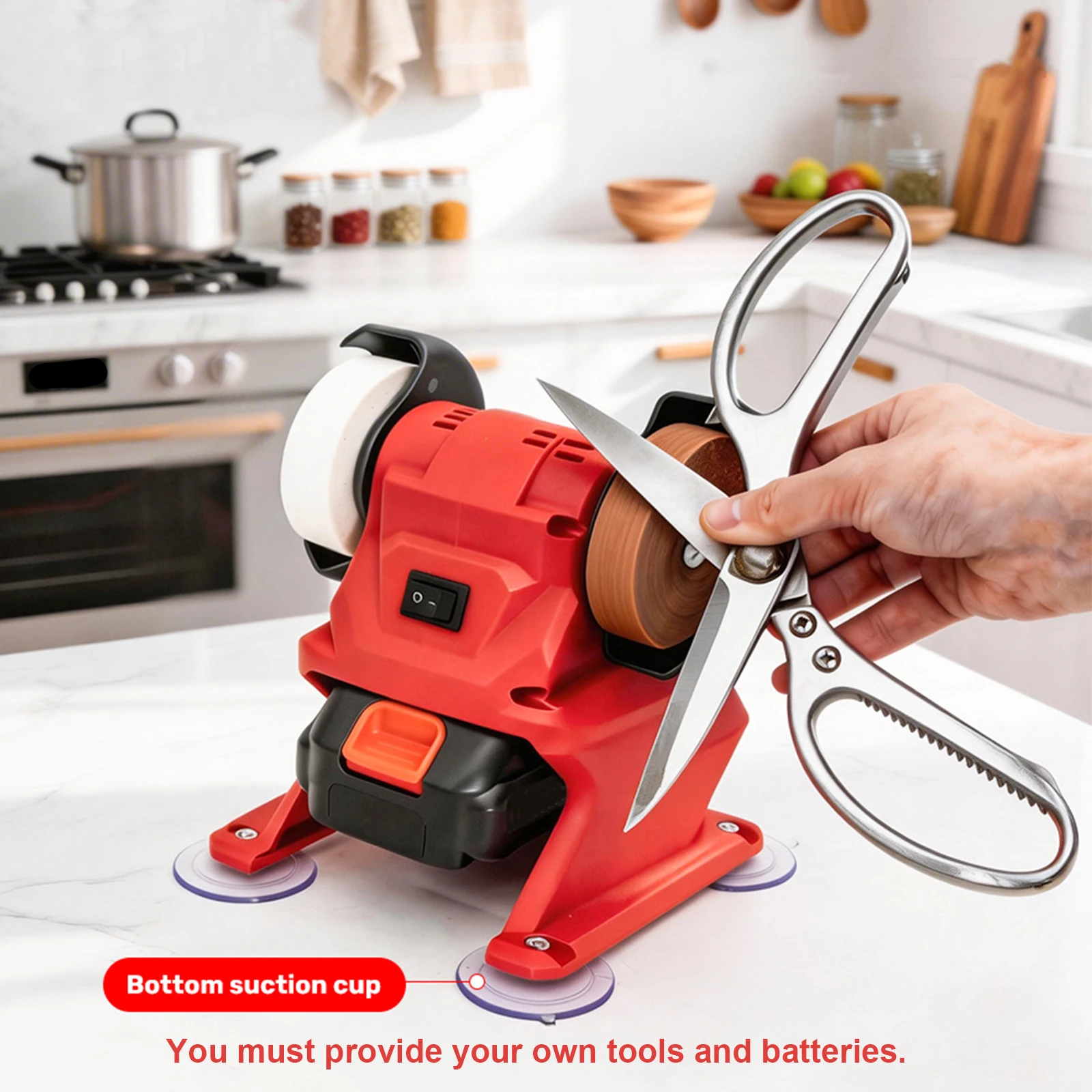 21V Cordless Electric Bench Grinder 5500RPM Dual Wheel Grinding Machine Polisher Sander Tool for Knife & Steel Polishing view 5