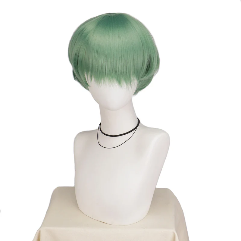 Nuovo Anime K-pop Demone Saja Ragazzi Parrucca Cosplay per bambini Uomo Verde Capelli corti Parrucche sintetiche resistenti al calore Carnevale di Halloween Prop
