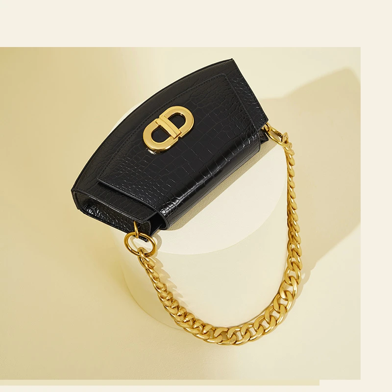 Luxury Brand Women Bag Designer Shoulder Bags Fashion  Crocodile  PU Leather Handbag Chain Bag For Women  Underarm Small Bag