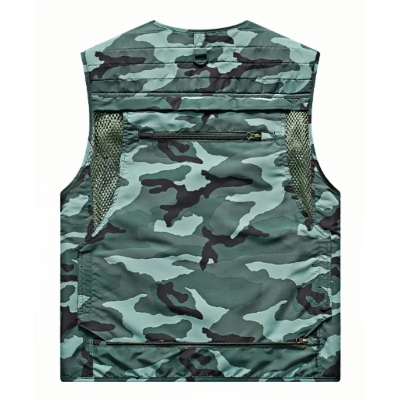 Spring Autumn New Men's Vest Lightweight Trendy Breathable Outdoor Climbing Shoulder VestJacket Multiple Pockets