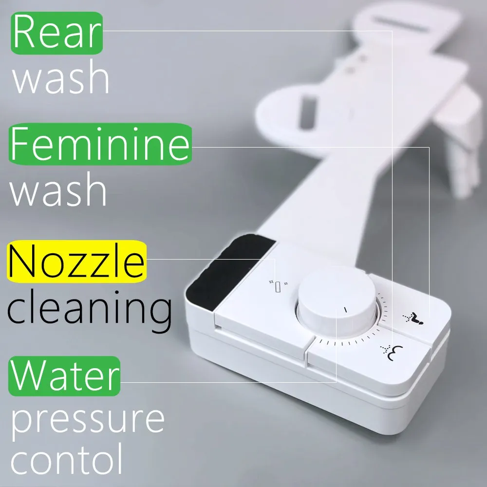 Bidet For Toilet Seat Attachment Non-electric Slim Bidet Fitting Self Cleaning Nozzles Easy Install Attachable