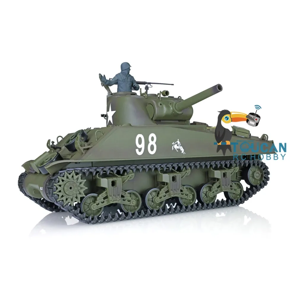 토이즈 헨롱 1/16 스케일 7.0 플라스틱 M4A3 셔먼 RC 탱크 3898 360도 회전 포탑 적외선 전투 소년용 선물 TH17667-SMT7