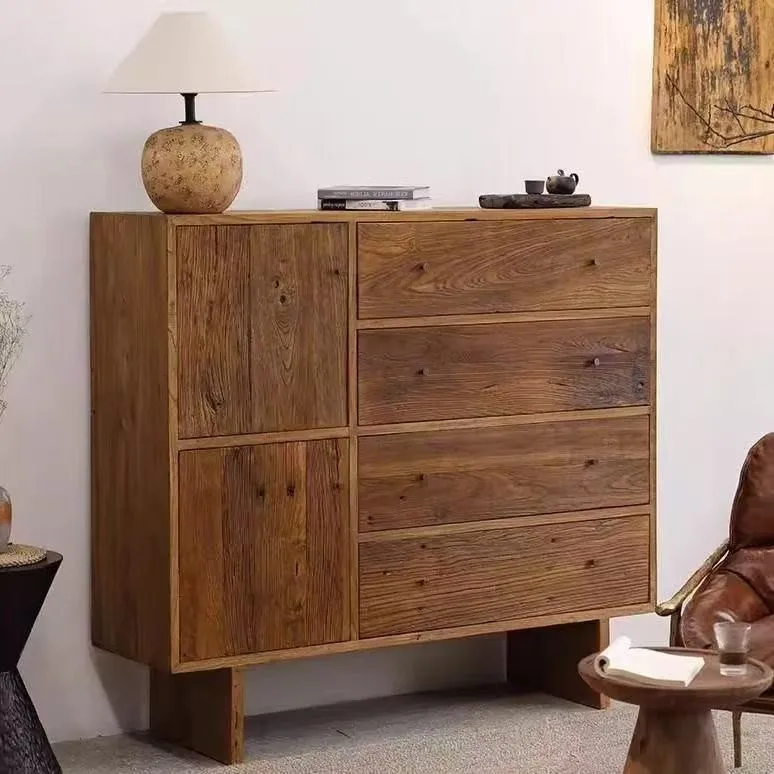 #Wabi-sabi style old elm living room entrance locker, tea cabinet, solid wood locker, guest house