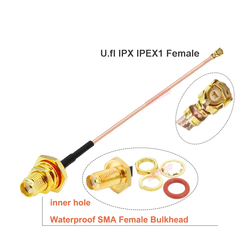 10PCS/LOT UFL  to SMA Cable Waterproof SMA / RP-SMA Female to 1 Female RF Adapter Cable RG178 Extension Pigtail Jumper