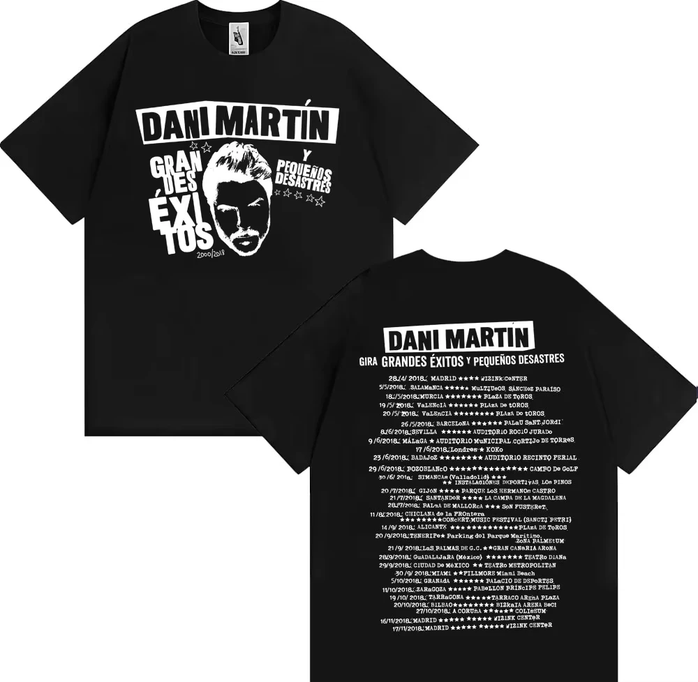 Dani Martín 25th Anniversary Album Merch T-Shirt, Unisex Fashion Hip Hop Streetwear Cotton Comfortable T-shirt