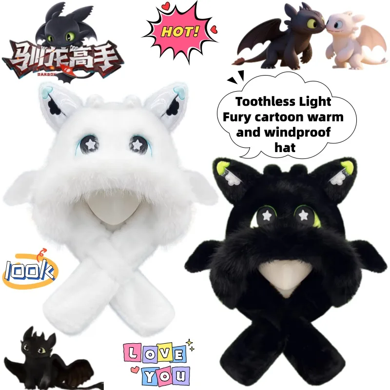 

How to Train Your Dragon Toothless Light Fury Cartoon Warm and Windproof Hat Creative Anime Earflap Hat with Movable Ears Gift