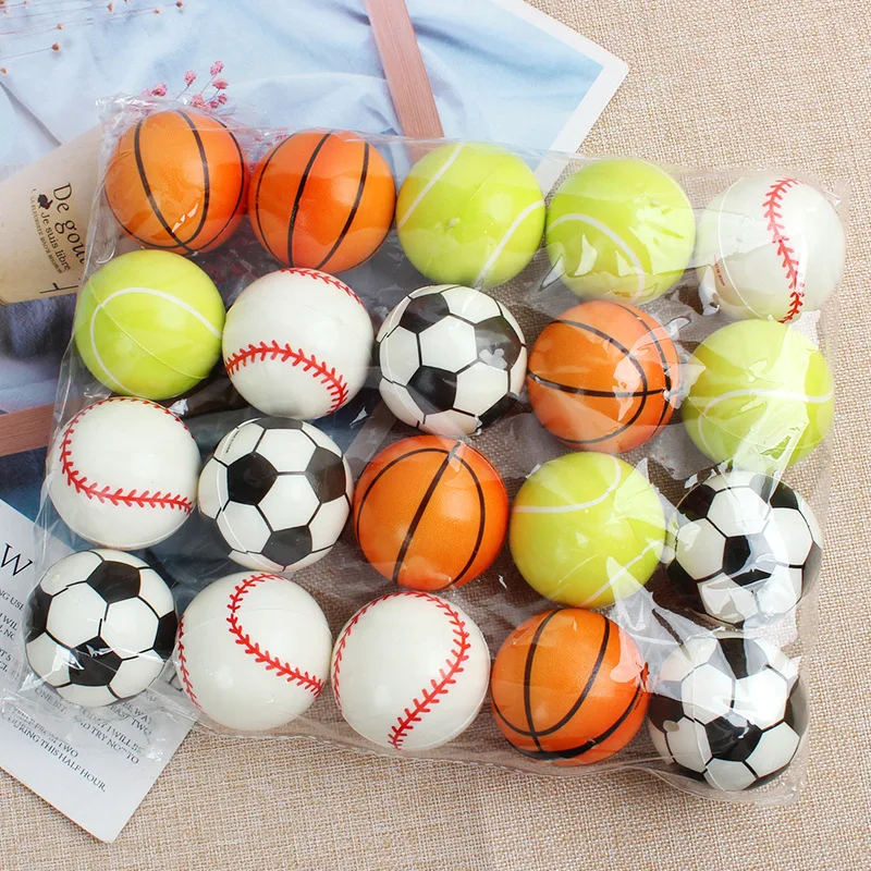 5 PCS Elastic PU Sponge Ball Basketball Football Baseball Tennis Rugby Footdall Mini Decompression Ball Release Pressure Toy