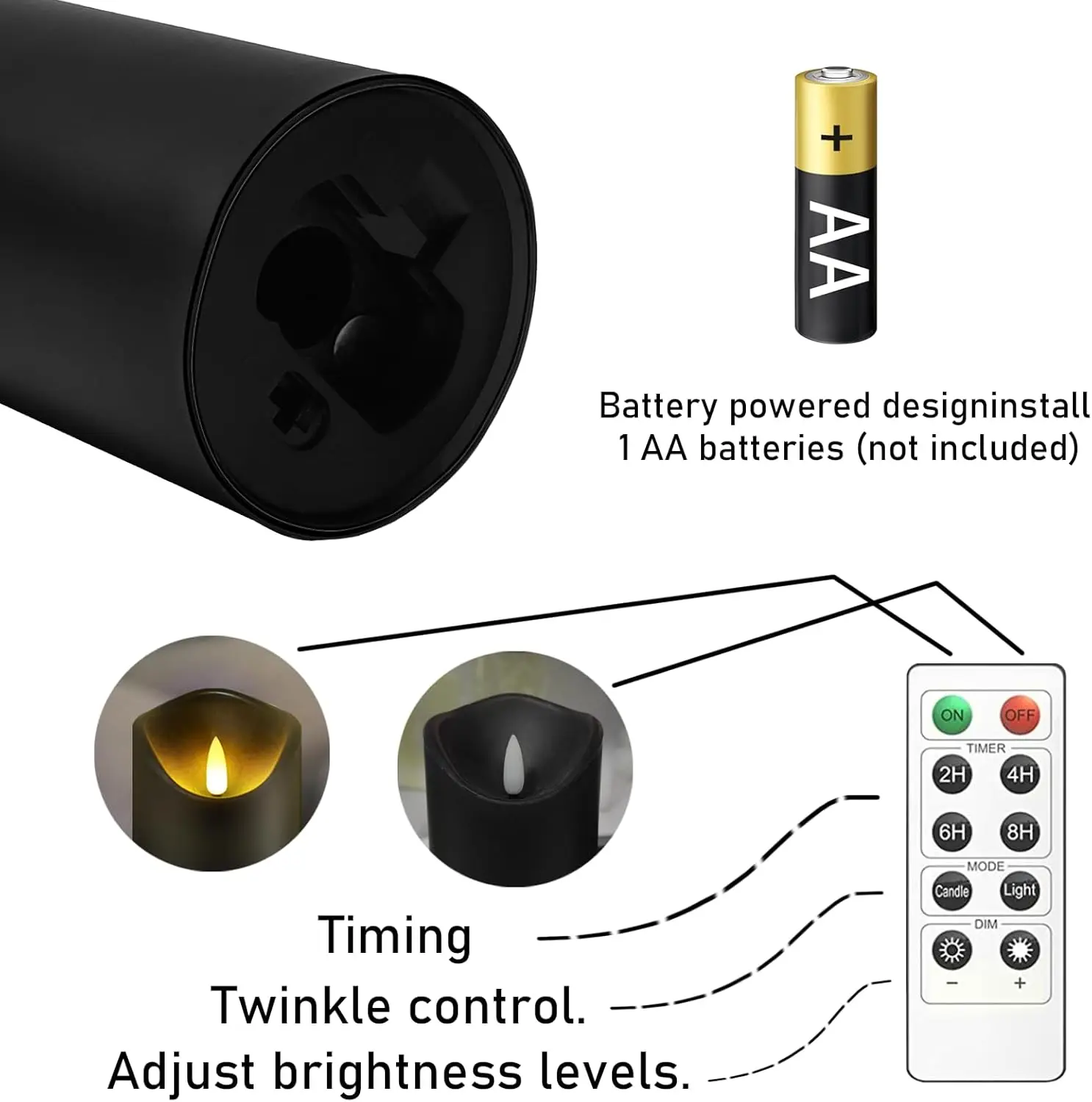 pack of 5/9pcs Flickering Black LED pillar Candle Battery Operated 3D wick Candles Remote Controlled Home Party table Lighting