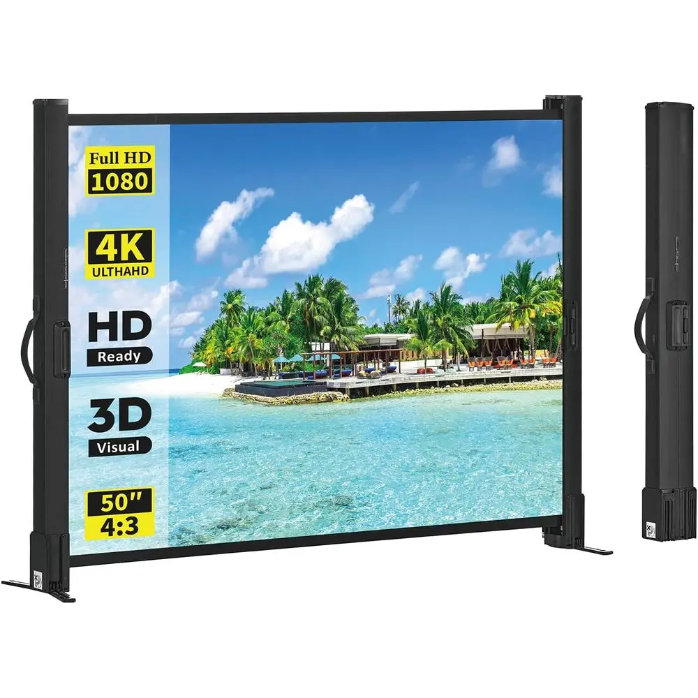 

Portable 50 4:3 Screen Stand for Projectors - Ideal for Outdoors, Home Cinema, and Presentations