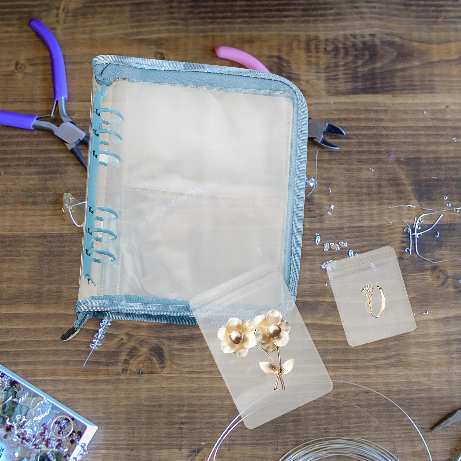 

PVC Material Clear Jewelry Storage Book 20 Inner Pages Earring ganizer Travel Case Anti Oxidation Bracelet Ring Holder