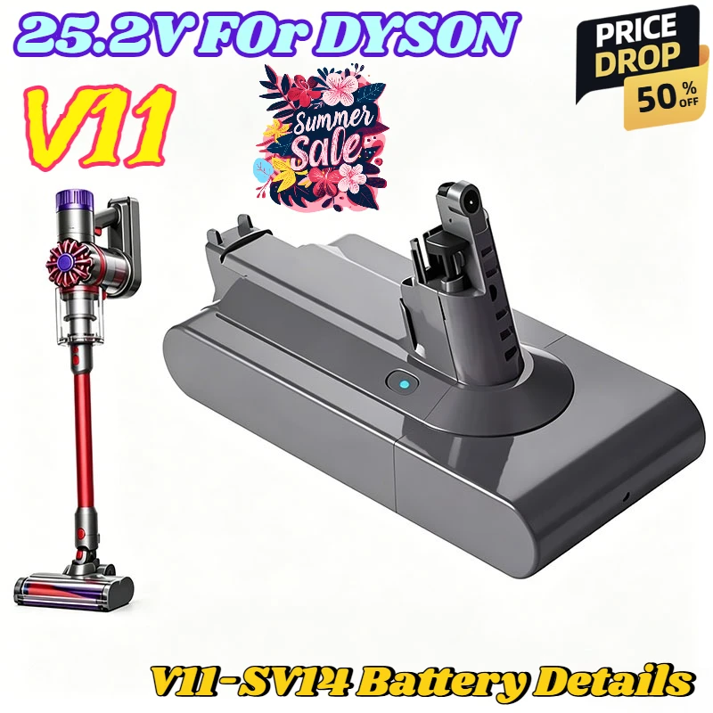 25.2V 9800mAh for Dyson Cordless Vacuum Cleane SV14 Lithium Li-ion Rechargeable Battery V11 Absolute V11 Animal SV15 970145-02