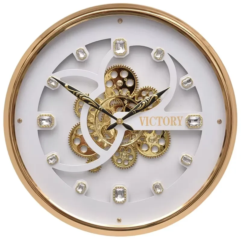 45cm Nordic Style Silent Wall Clock Modern Round Home Decor Creative Luxury Gear Design Quiet Living Room Decoration New