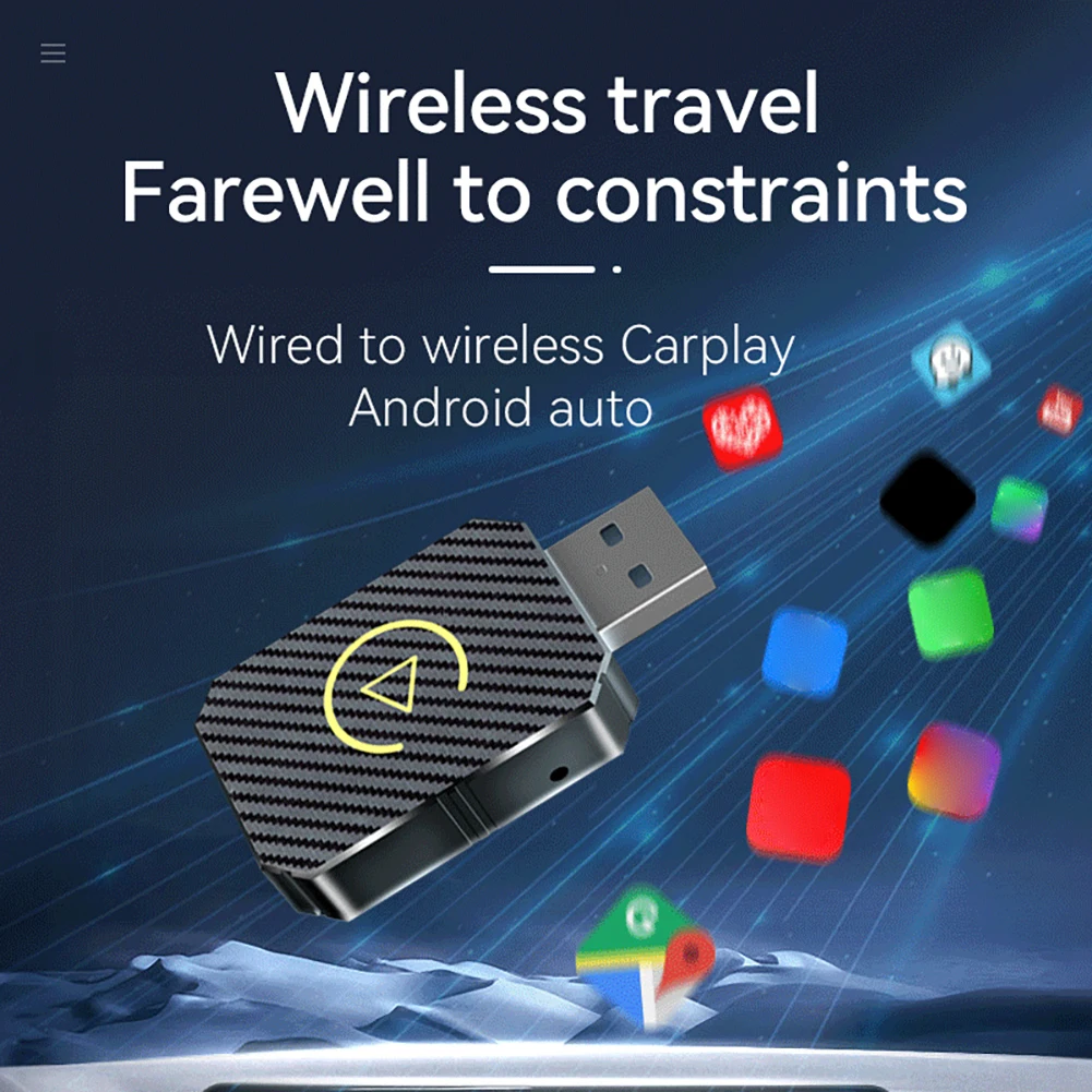 Adapter Bezprzewodowy CarPlay Android Auto WiFi BT5.0 Smart Dongle Plug&Play Mini AI Box do Przewodowego CarPlay/Android Auto, Nowość 2025 ﻿ Samochód