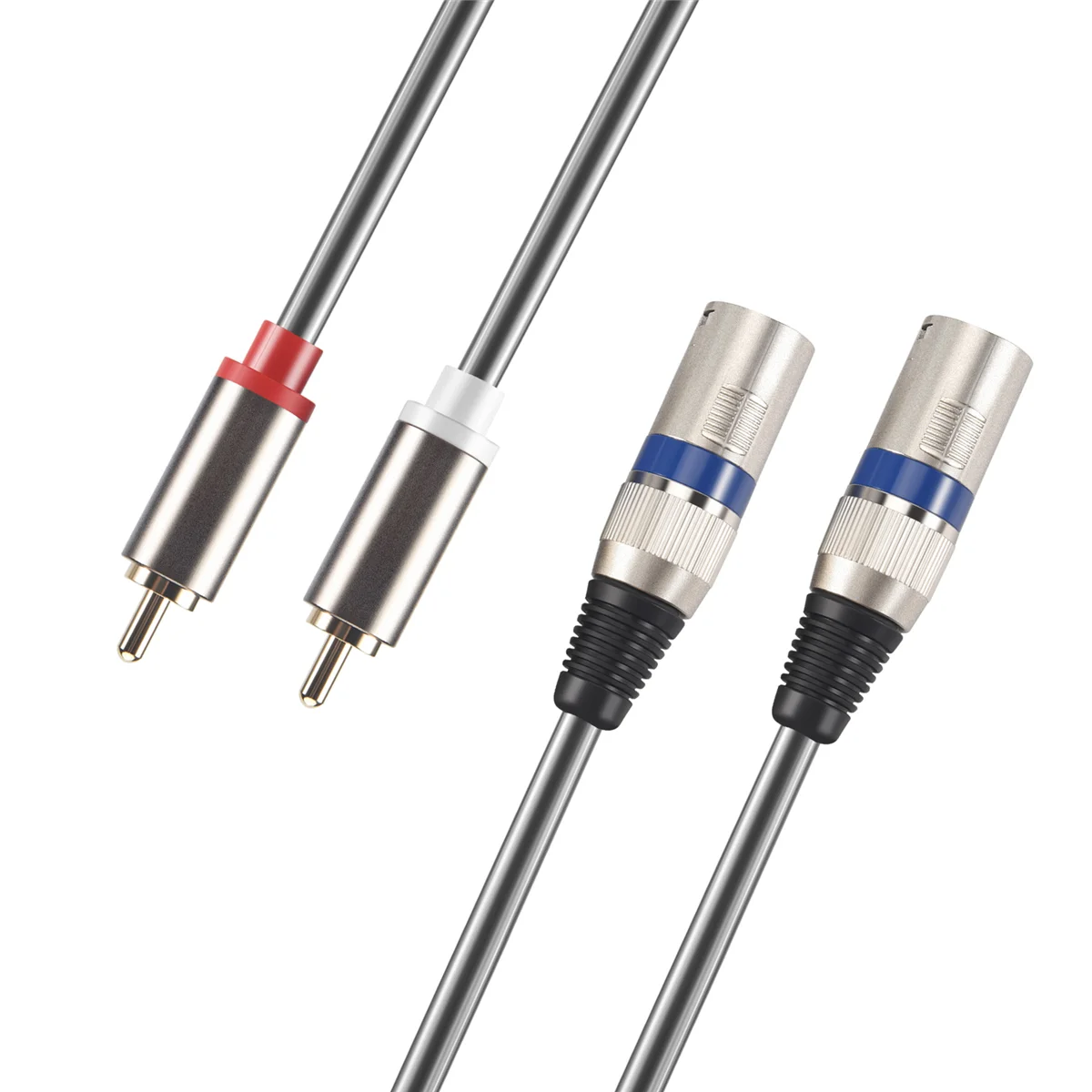 สาย RCA ตัวผู้คู่เป็น XLR ตัวผู้ยาว1.5ม. 2 XLR ถึง2สายเครื่องขยายเสียงสเตอริโอ RCA ปลั๊กตัวแปลง HIFI สำหรับลำโพง miniphone