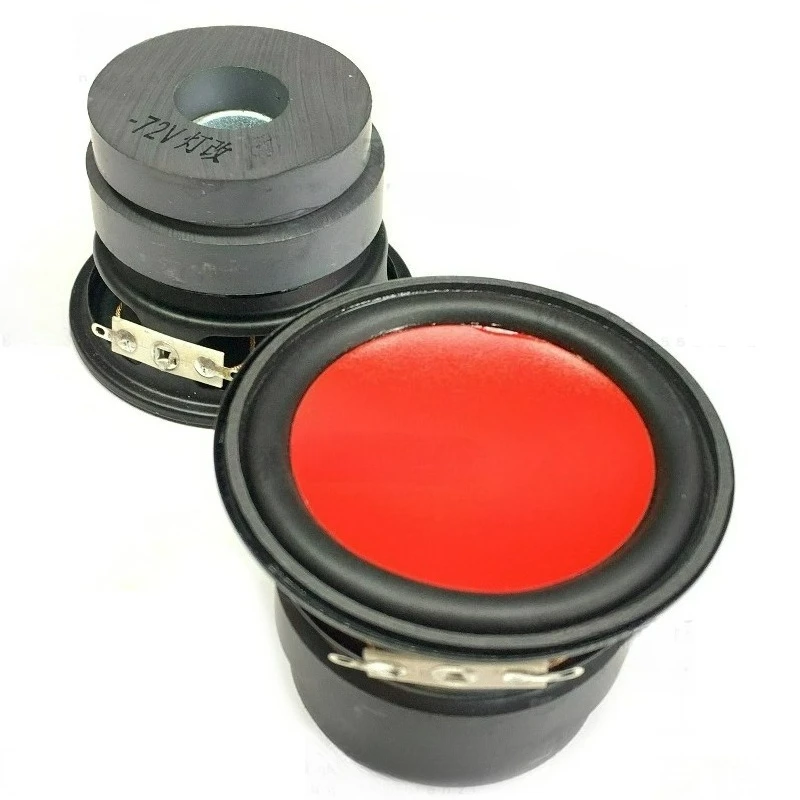 SOTAMIA 2pcs 3 Inch Subwoofer 4 Ohm 25W Round External Magnetic Dual Magnetic Red Basin Multimedia Smart Music Speaker