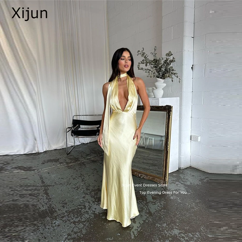 

Xijun Mermaid Short Evening Dresses Slik Satin Sexy Prom Dresses Backless Club Party Dresses 2023 Prom Gowns vestido de novia