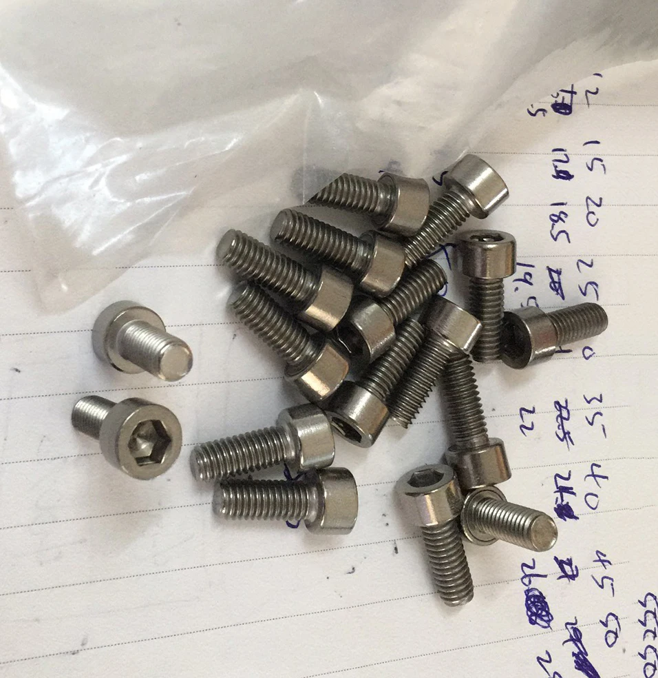 Din912 Titanium GR2 M8*10~120mm Pure Ti Hexagon Socket Cap Screw Cylinder Head Hexagon Screw M8x10-M8x120