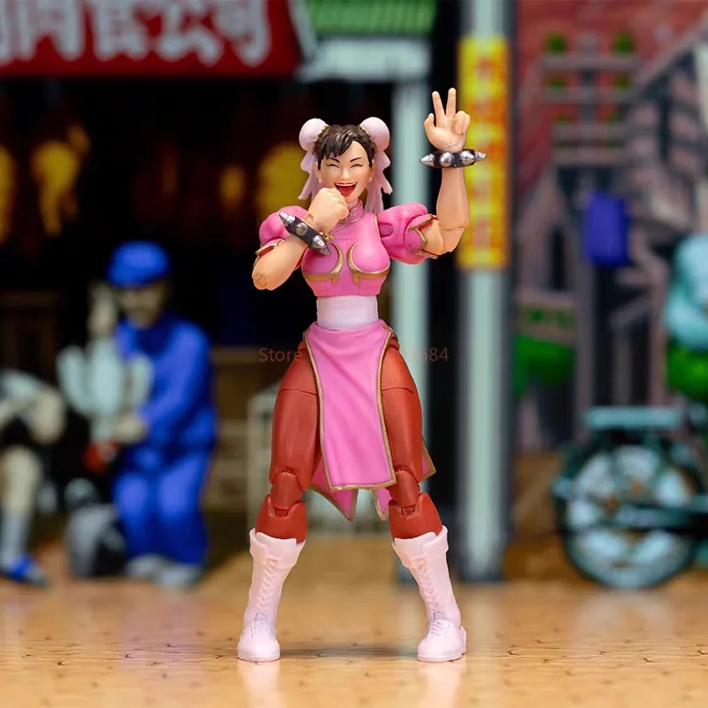 ชุดคอลเลกชั่นอะนิเมะ1/12 jada Chunli ชุดตุ๊กตาขยับแขนขาได้สีน้ำเงินแดงของขวัญ