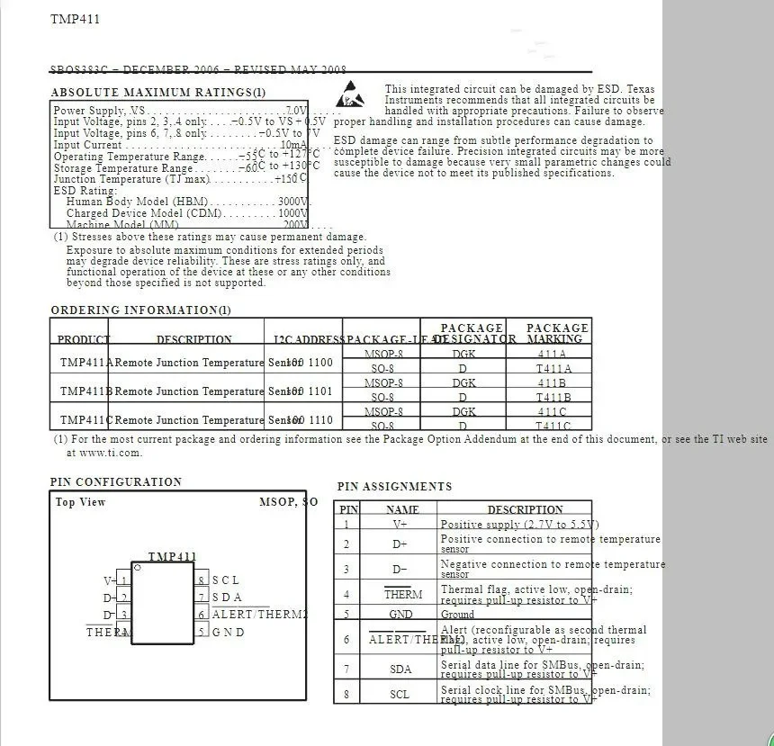10Pcs TMP411ADR T411A TMP411AD TMP411ADGKR 411A TMP411BDR T411B TMP411BDGKR 411B TMP411CDR T411C TMP411CDGKR 411C Novo original