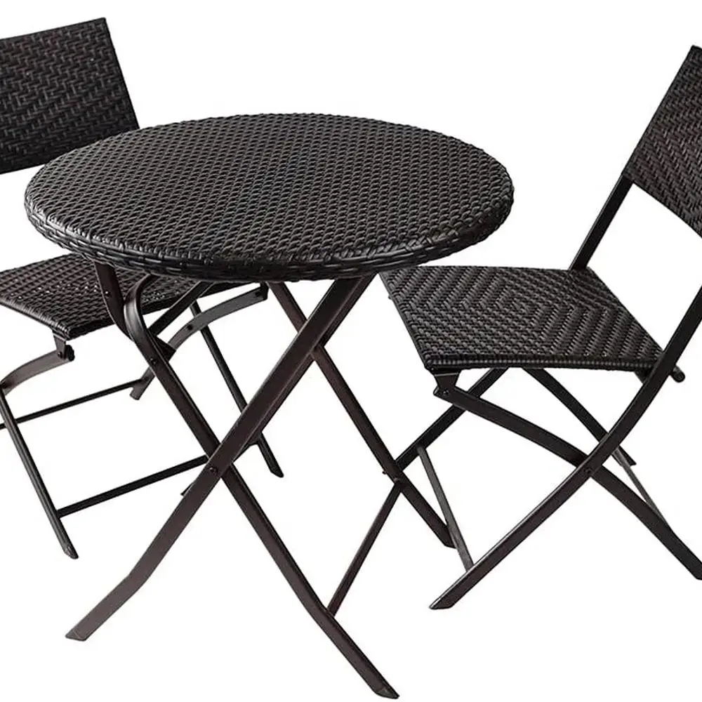 

Folding Bistro Set PE Wicker Rattan Outdoor Patio Furniture Sets with Foldable Round Table and Chairs Perfect for Cafe Bar Garde