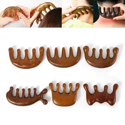 Therapy Massage Comb Head Face Scalp Gua Sha Massager Natural Facial Sandalwood Wide Tooth Guasha Scraping Body Massage