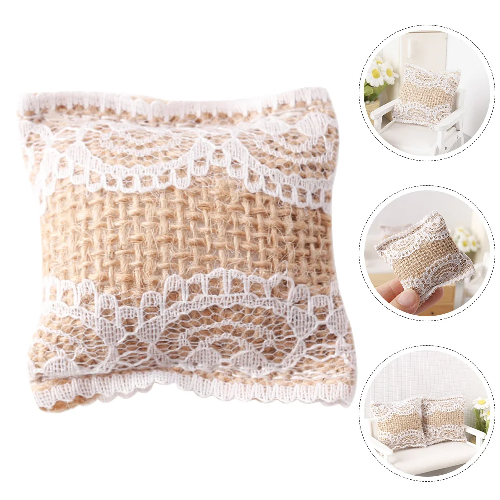 4 Pcs Lace Pillow Model Adorable Mini House Decor Tabletop Miniature Accessories Smooth Lasting Stable