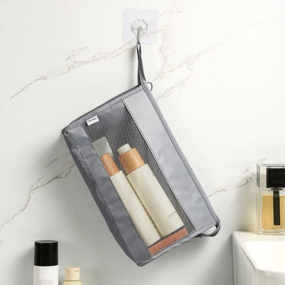 New Zipper Cosmetic Bag Handheld Mesh Makeup Pouch Large Capacity Multi-functional Toiletry Bag Travel