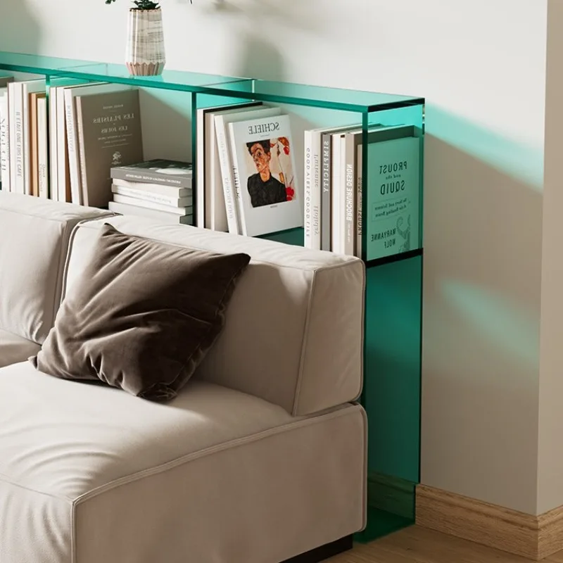 Cream acrylic living room sofa rear shelf solid wood against the wall laminate storage bookcase bedroom bookshelf narrow shelf