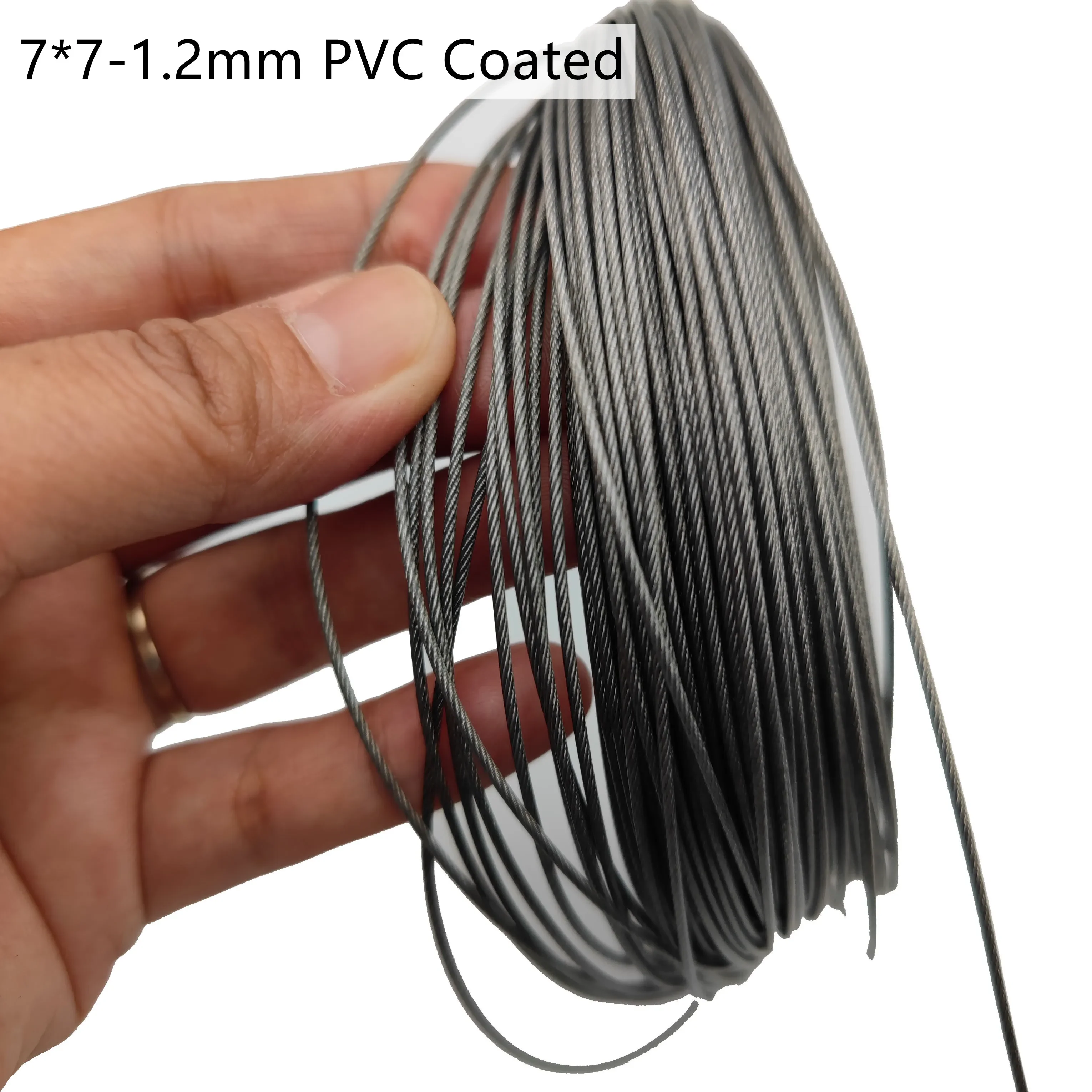 

PVC Coating 50M/100M 1mm/1.2mm 7X7 Construction 304 Stainless steel Wire rope Softer Fishing Lifting Cable