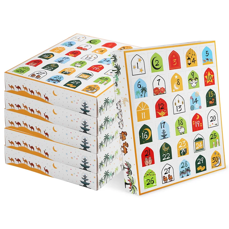 Boîtes de rangement numériques pour calendrier de l'Avent du Ramadan, 1 à 10 pièces, boîte cadeau de compte à rebours de 30 jours, boîte vide, cadeaux islamiques pour l'Aïd al-Fitr, décoration de