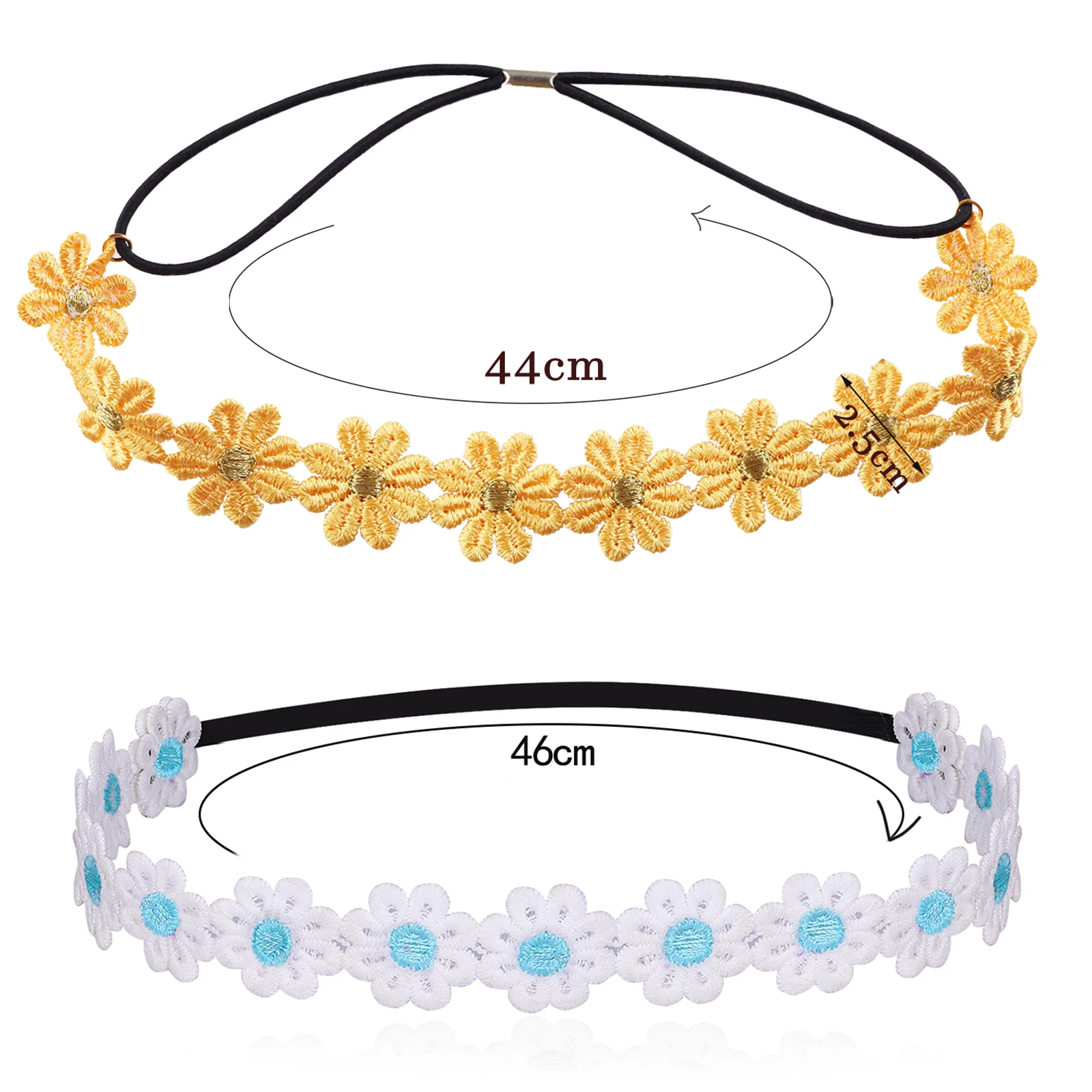 8pcs Hippie Costume Accessories Daisy Flower Headband 60s70s  Outfits for Women Girls Sunflower Crown Hair Band