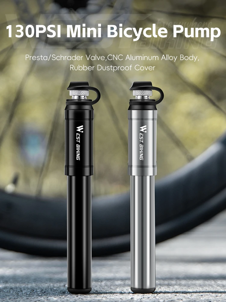 AliExpress West Biking WEST BIKING Portable Bicycle Pump 130PSI High Pressure With Hose Presta Schrader Valve Aluminum Alloy MTB Road Bike Tire Pump