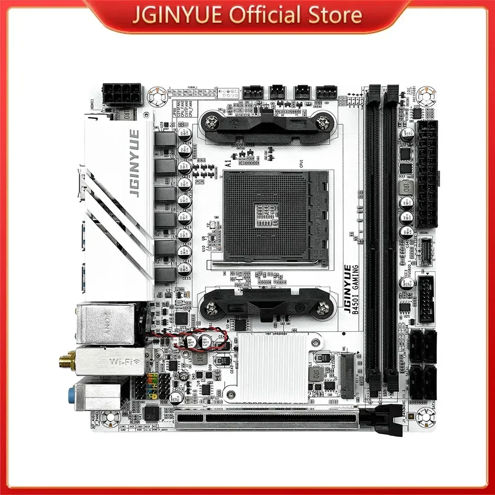 JGINYUE AMD AM4 ITX Motherboard supports Ryzen R3 R5 R7 1/2/3/4/5 series CPU DDR4 RAM Desktop PC PCI-E 3.0 B450i GAMING