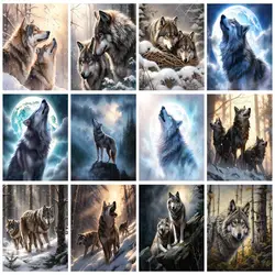 RUOPOTY Diamond Painting Wolf Pattern Full Square/Round Drills Photo 5D Kit Cross Stitch Art DIY Mosaic Gift Embroidery Home Dec