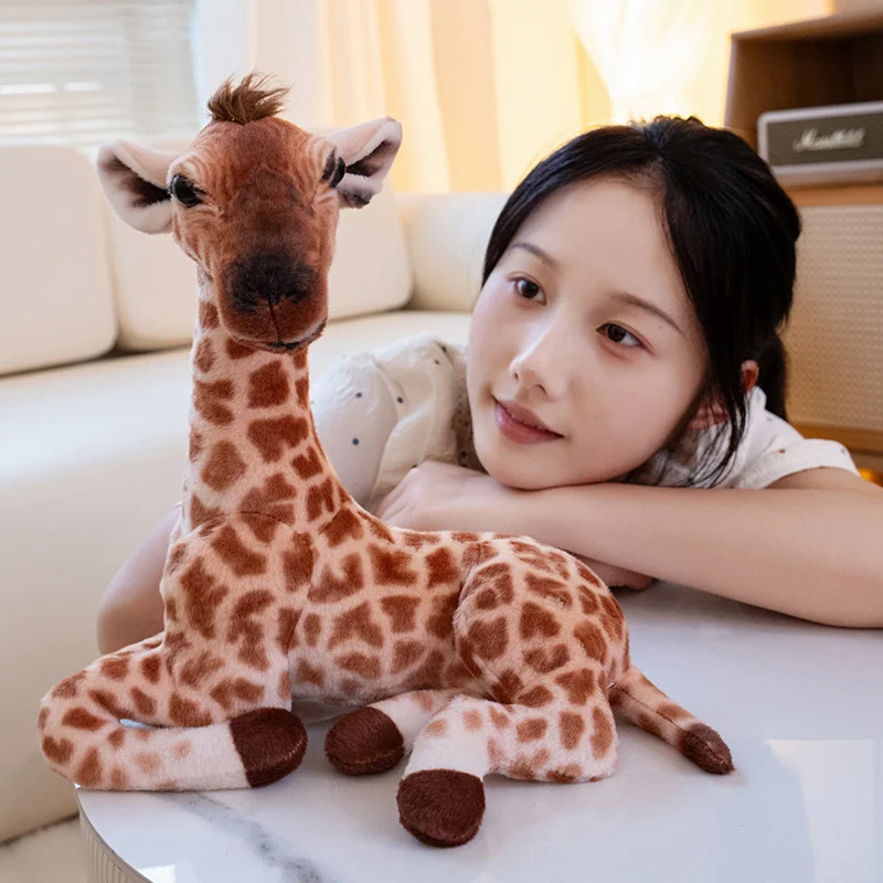 Pluszowe zabawki żyrafy o realistycznych wzmocnieniach, o długości 25/30 cm, model zwierzęcia z życia rzeczywistego, miękka lalka, dekoracja do pokoju dziecięcego, wysokiej jakości prezent urodzinowy.